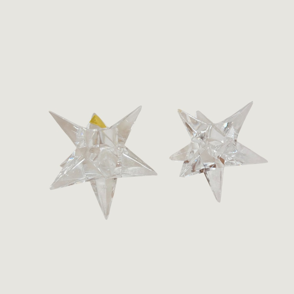 Rosenkralle Bleikristall Lead Crystal Star Taper Candle Holders Set of 2 Germany